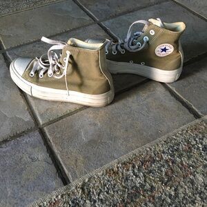 Converse High-Tops in Khaki with White Accents